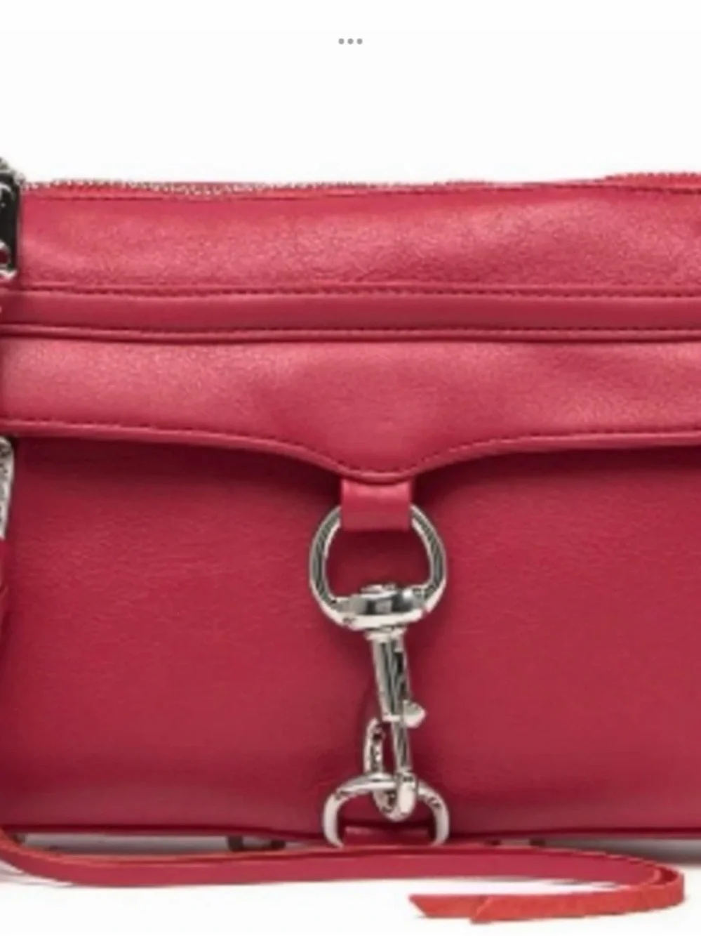 Red Leather Shoulder Bag with Silver Hardware